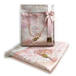 Satin Padded Prayer Set - Gift Pack Musallah + Crystal Tasbih