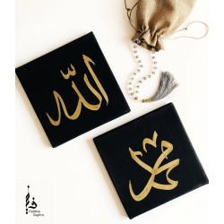 Personalied Name Black Canvas Set of 2