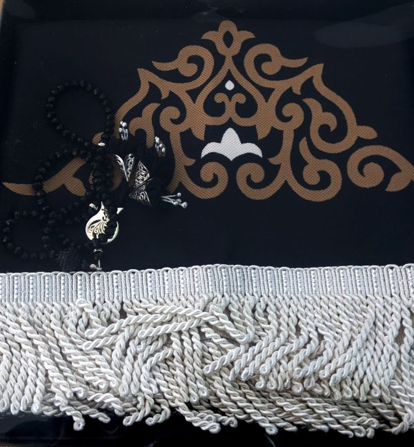 Padded Prayer Mat with Tasbih - Kaaba Kiswah - Box Packed