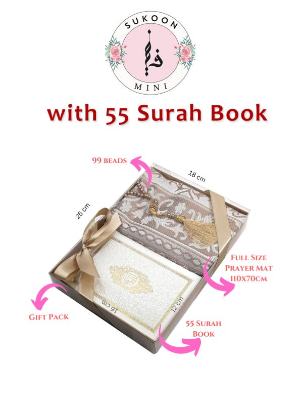 Prayer Gift Set in multiple colours, Surah Bok, Musalla, Pryer Mat, Tasbih, Suokkn Mini