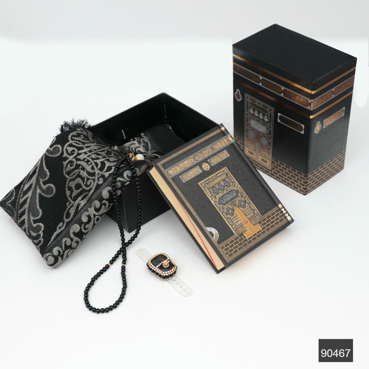 Kaaba Design Gift Set with Pocket Size Quran, Prayer Rug , Pearl Tasbih fatimasughra.com Kaaba Design Gift Set with Pocket Size Quran, Prayer Rug , Pearl Tasbih fatimasughra.com