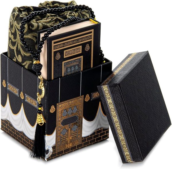 Kaaba Cube Gift Set with Pocket Size Quran, Prayer Rug , Pearl Tasbih – 10x12cm - fatimasughra.com