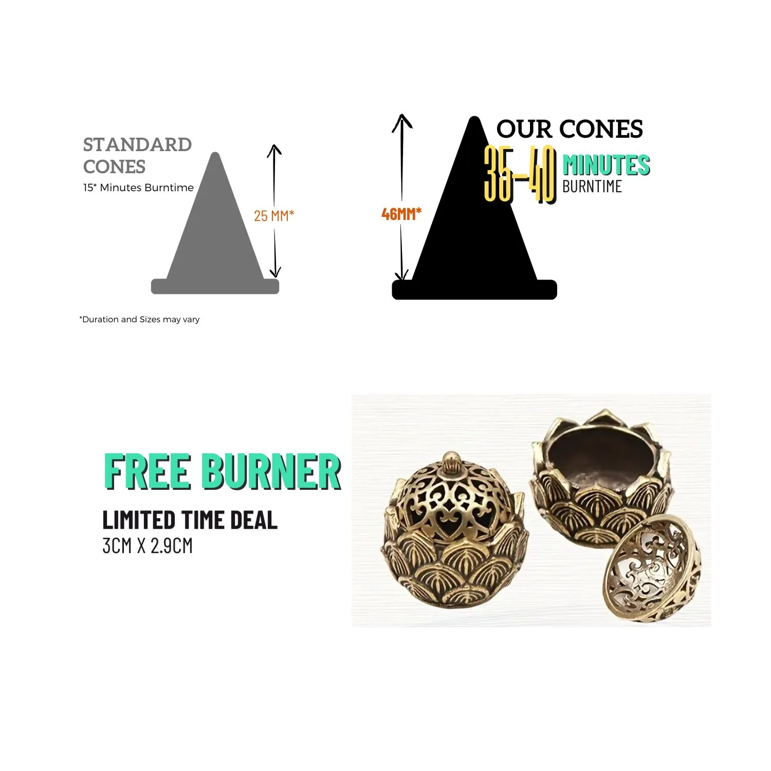Oud Incense Cones by Oud Al Xeyn - Large Cones - 40 min. burn time - Image 5